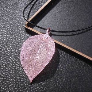NEW Pink Leave Pendant with Adjustable Black Cord